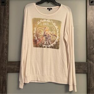 Soft Women’s Pullover Graphic Top, XL… ONLY LOVE WILL SET US FREE 🙏🏻❤️🙌🏻 🌎